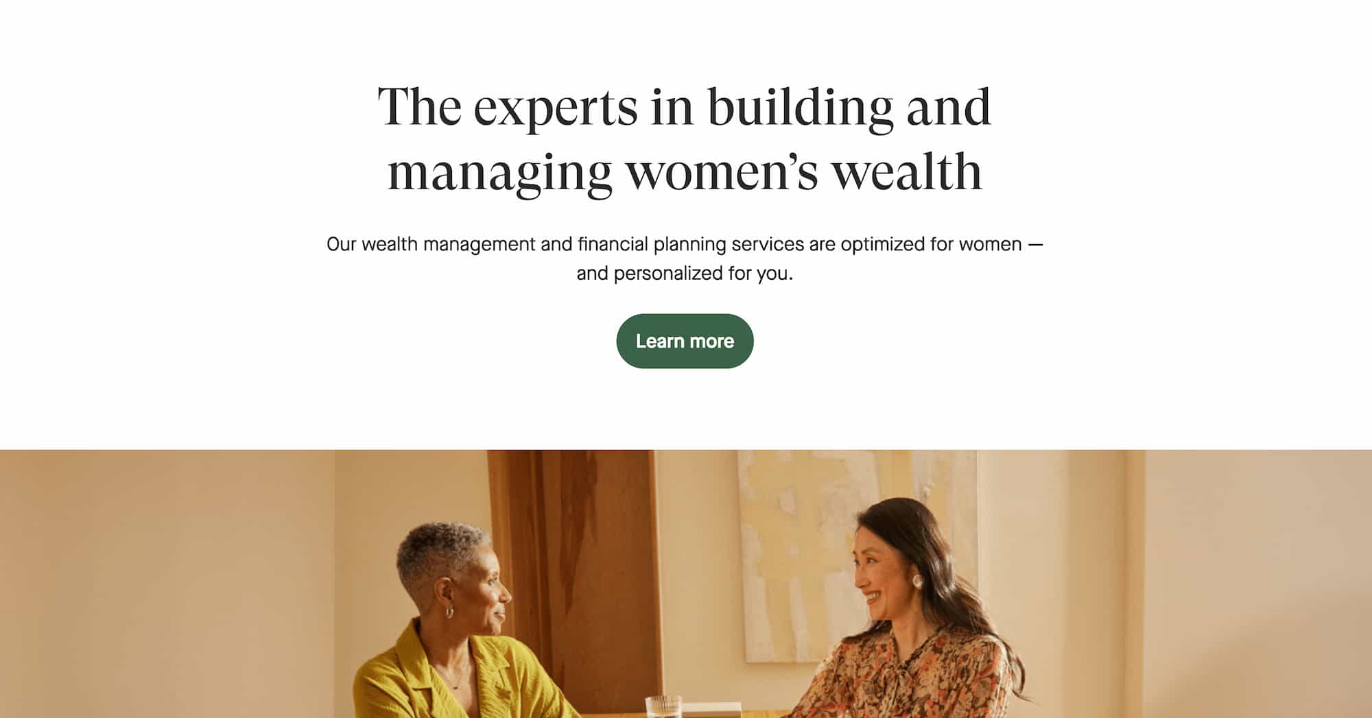 Ellevest homepage hero section.