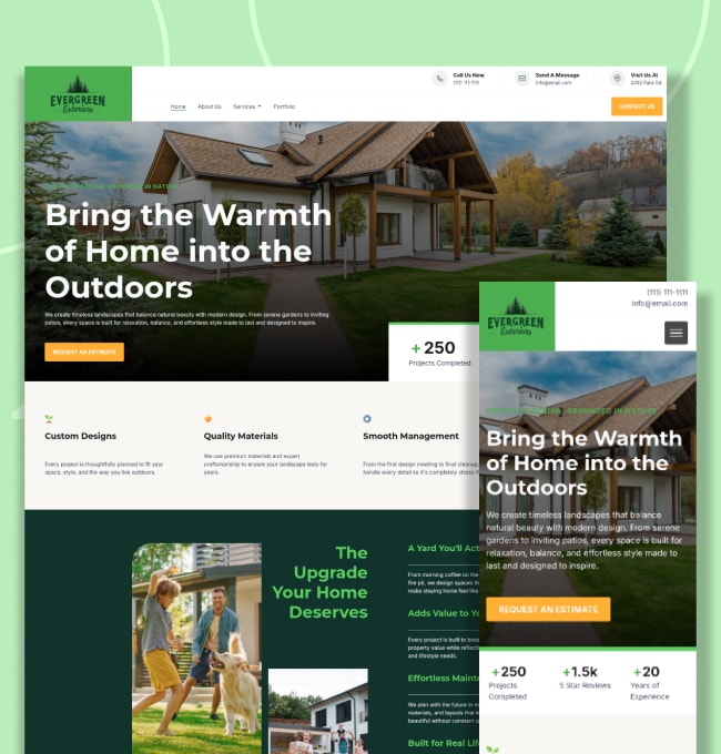 Evergreen Exteriors Website Mockup